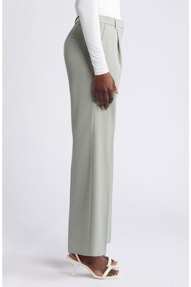 Pleated Mid Rise Trousers, Alternate, color, GREEN HALO