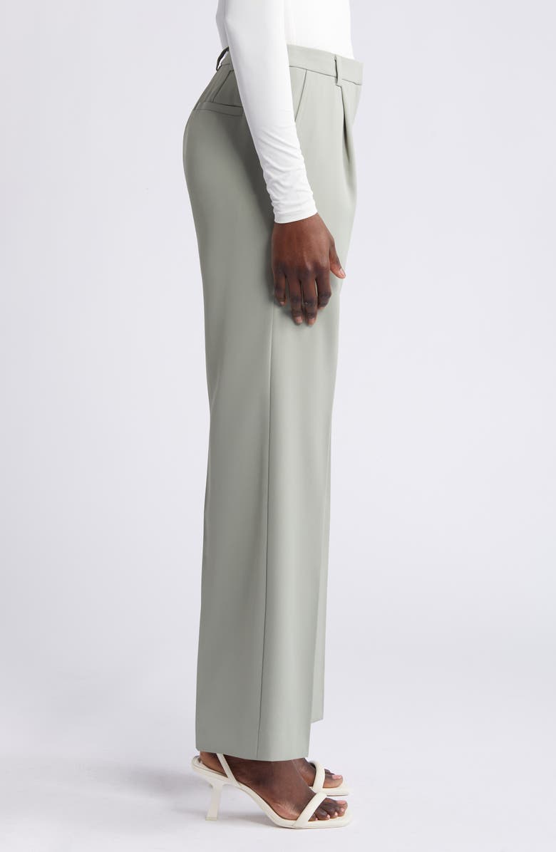 Open Edit Pleated Mid Rise Trousers, Alternate, color, Green Halo