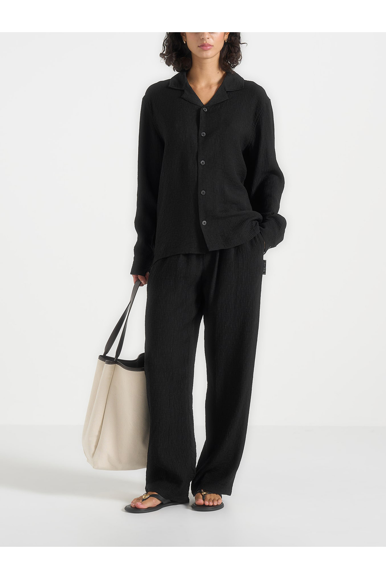 Addison Unisex Textured Relaxed Fit Trousers, Alternate, color, Black