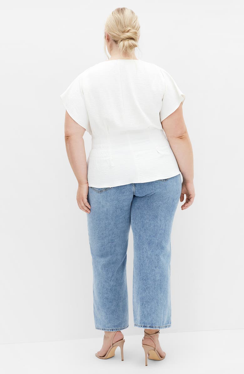 City Chic Cara Peplum Satin Top, Alternate, color, Ivory