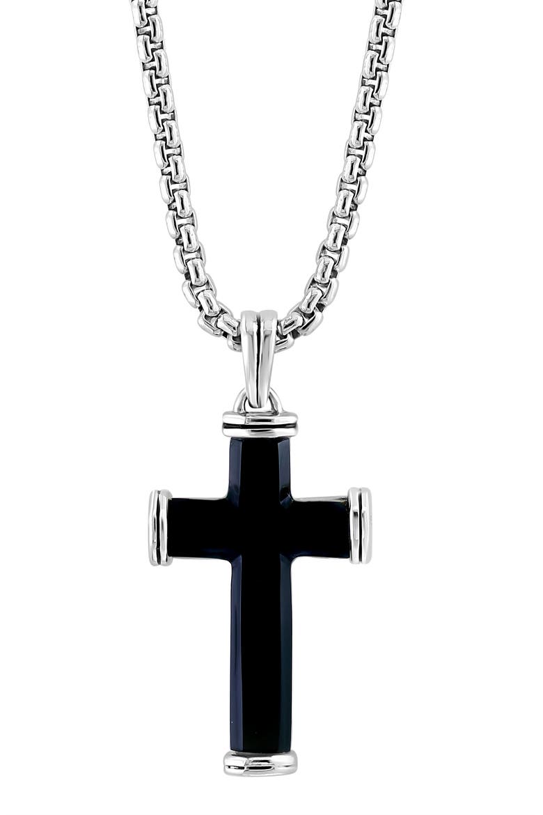 925 Sterling Silver ,Onyx Pendant, Alternate, color, Hematite and FW Blush Pearl