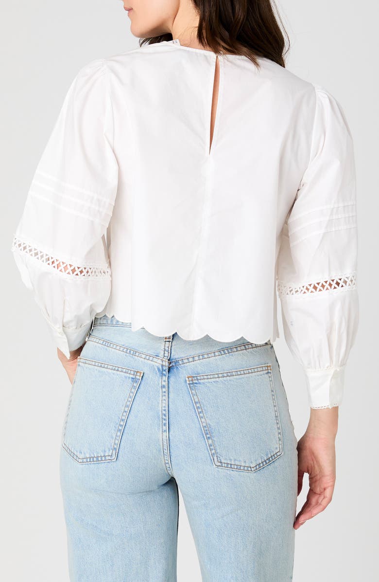 French Connection Alissa Lace Long Sleeve Cotton Top, Alternate, color, Linen White