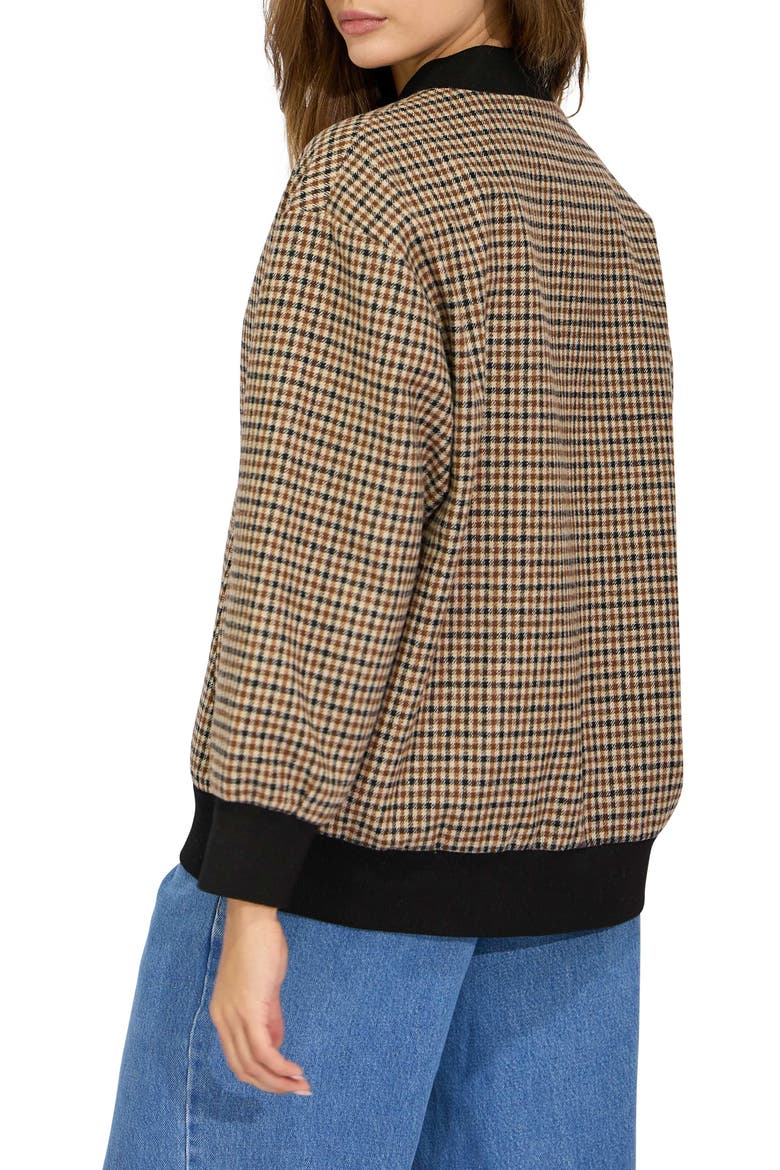 Coffee Run Check Wool Blend Bomber Jacket, Alternate, color, OAT CHECK
