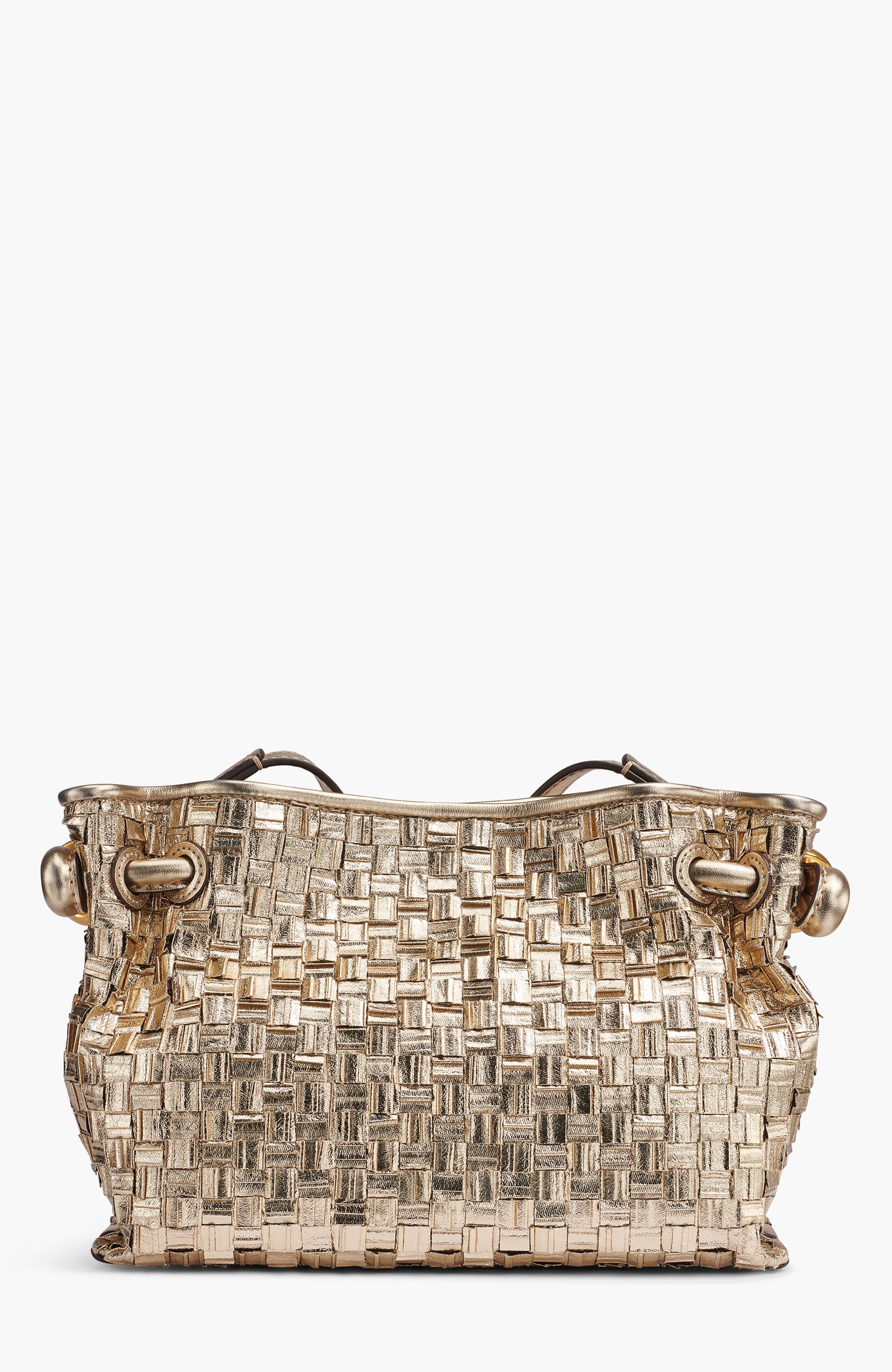 Donna Karan New York Cashmere Metallic Braided Crossbody Bag, Alternate, color, Gold