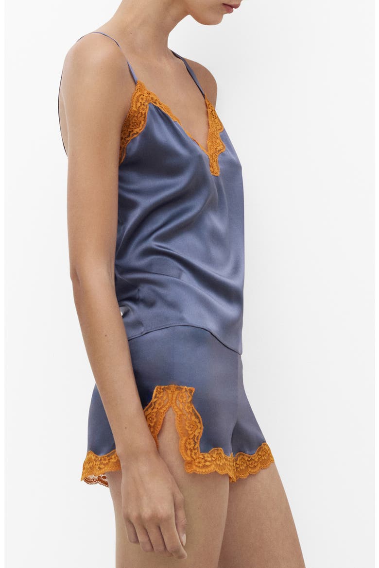 Contrast Lace Silk Camisole, Main, color, INK BLUE