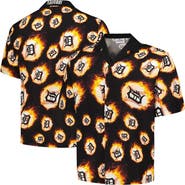 PLEASURES Men's PLEASURES  Black Detroit Tigers Flame Fireball Button-Up Shirt
