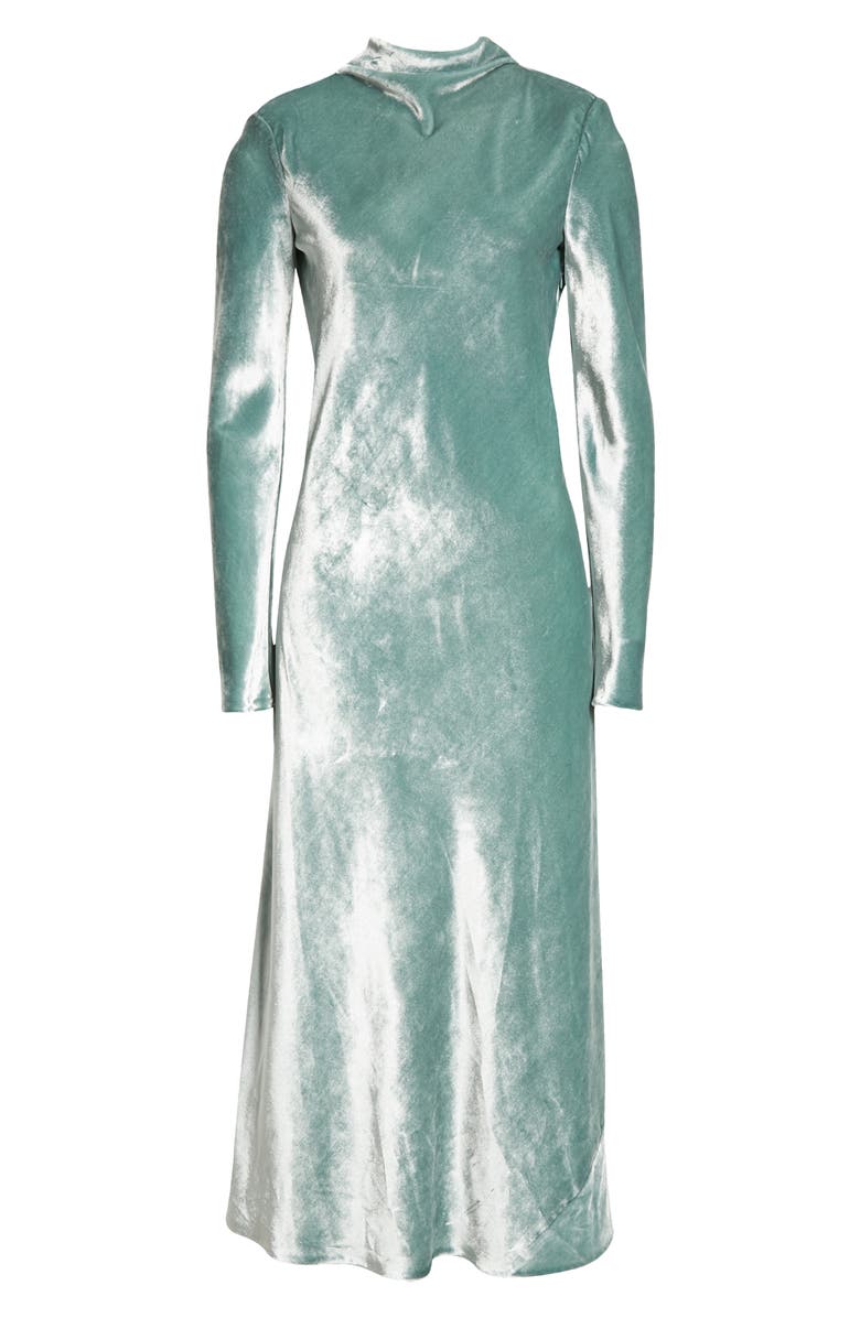 Vince Tie Back Mock Neck Long Sleeve Velvet Maxi Dress, Alternate, color, 