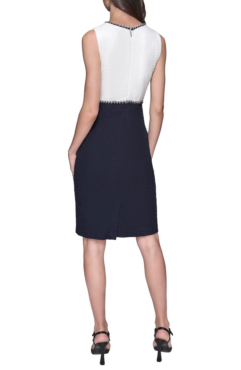 KARL LAGERFELD PARIS Colorblock Tweed Dress, Alternate, color,