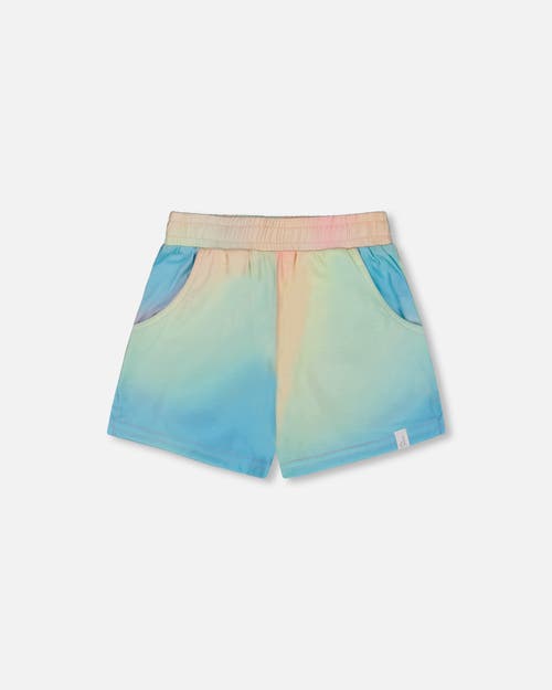 DEUX PAR DEUX DEUX PAR DEUX LITTLE GIRL'S PRINTED SHORT MULTICOLORED TIE DYE 
