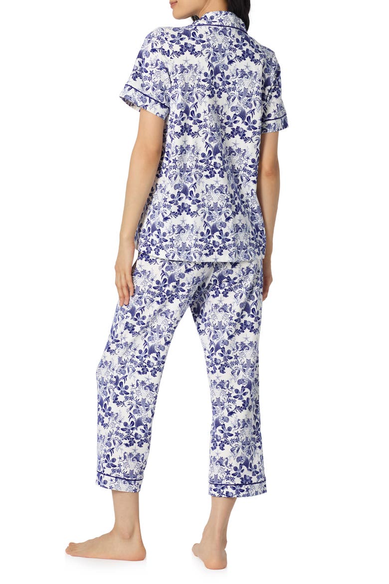 Print Stretch Organic Cotton Jersey Crop Pajamas, Alternate, color, UNDER THE SEA