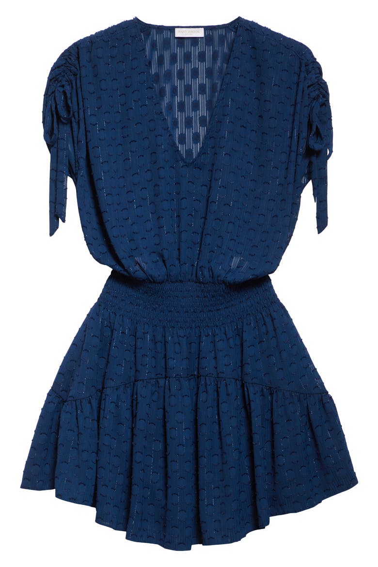 Fernanda Metallic Thread Detail Clip Dot Minidress, Alternate, color, SPRING NAVY DOT
