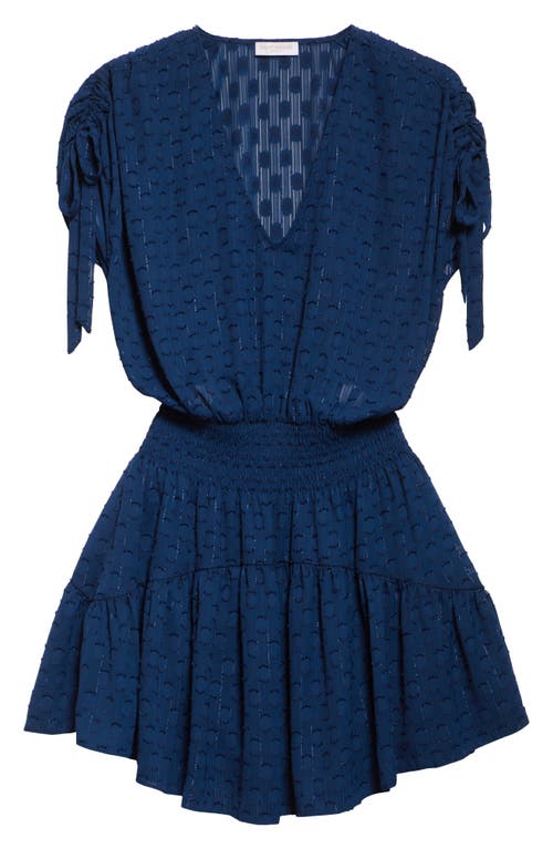 Ramy Brook Fernanda Metallic Thread Detail Clip Dot Minidress In Blue