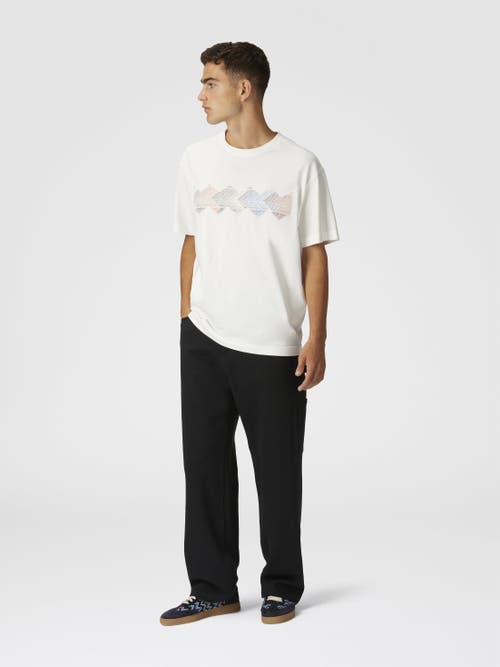 Missoni Denim Cargo Trousers With Chevron Knit Inserts In Multicoloured