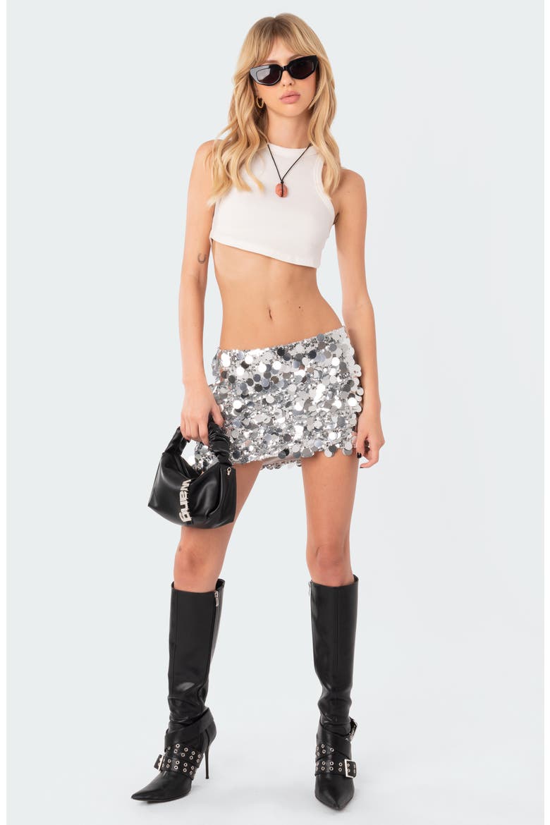Sabina Low Rise Sequin Miniskirt, Alternate, color, GREY