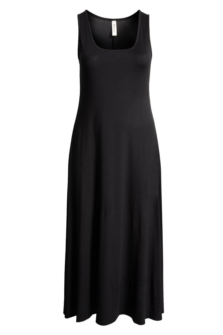 Stretch A-Line Tank Dress, Alternate, color, BLACK