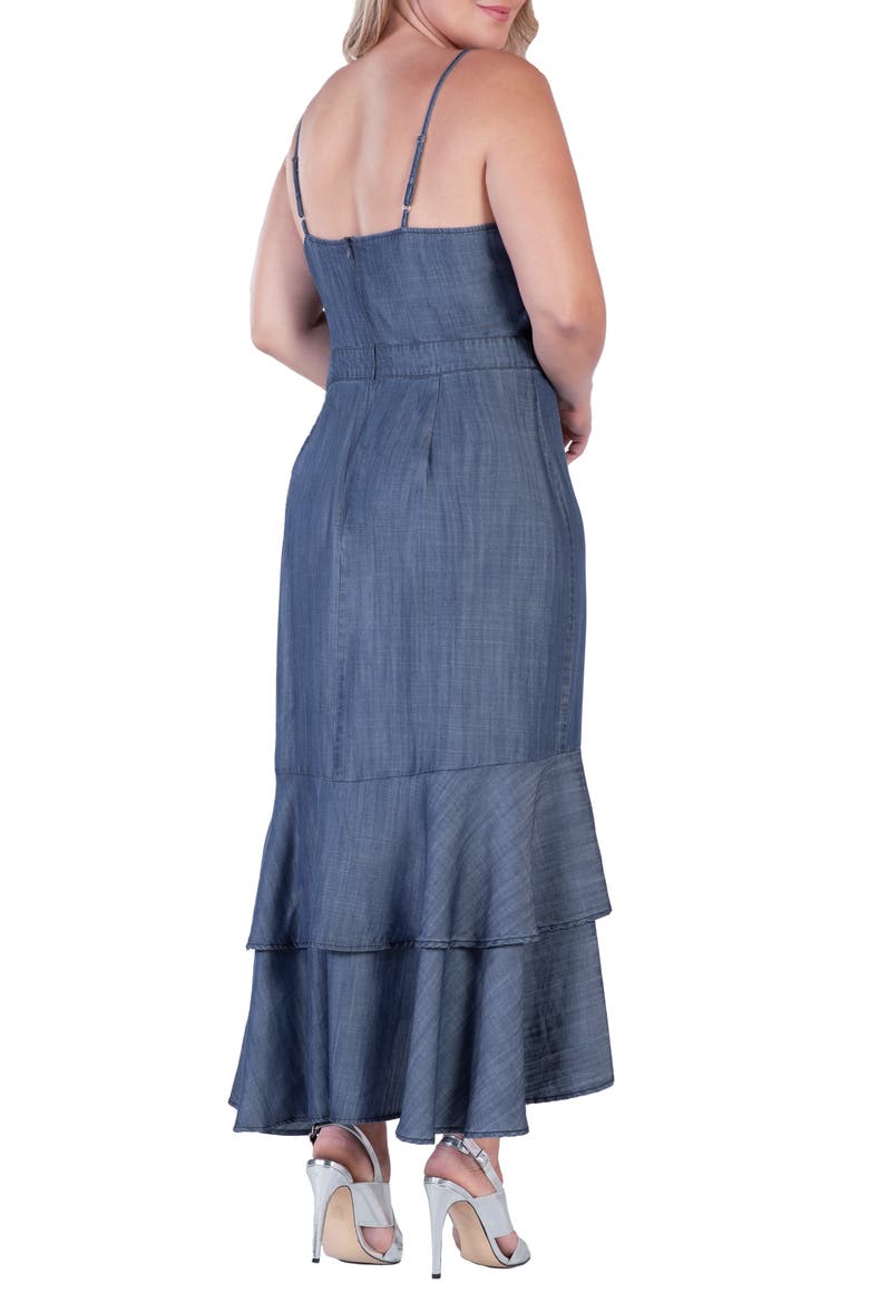 Tiered Ruffle Chambray Maxi Dress, Alternate, color, INDIGO RINSE