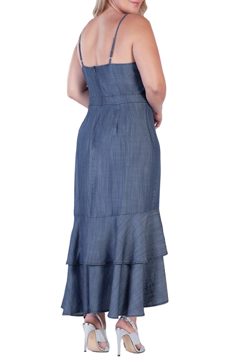 Standards & Practices Tiered Ruffle Chambray Maxi Dress, Alternate, color, Indigo Rinse