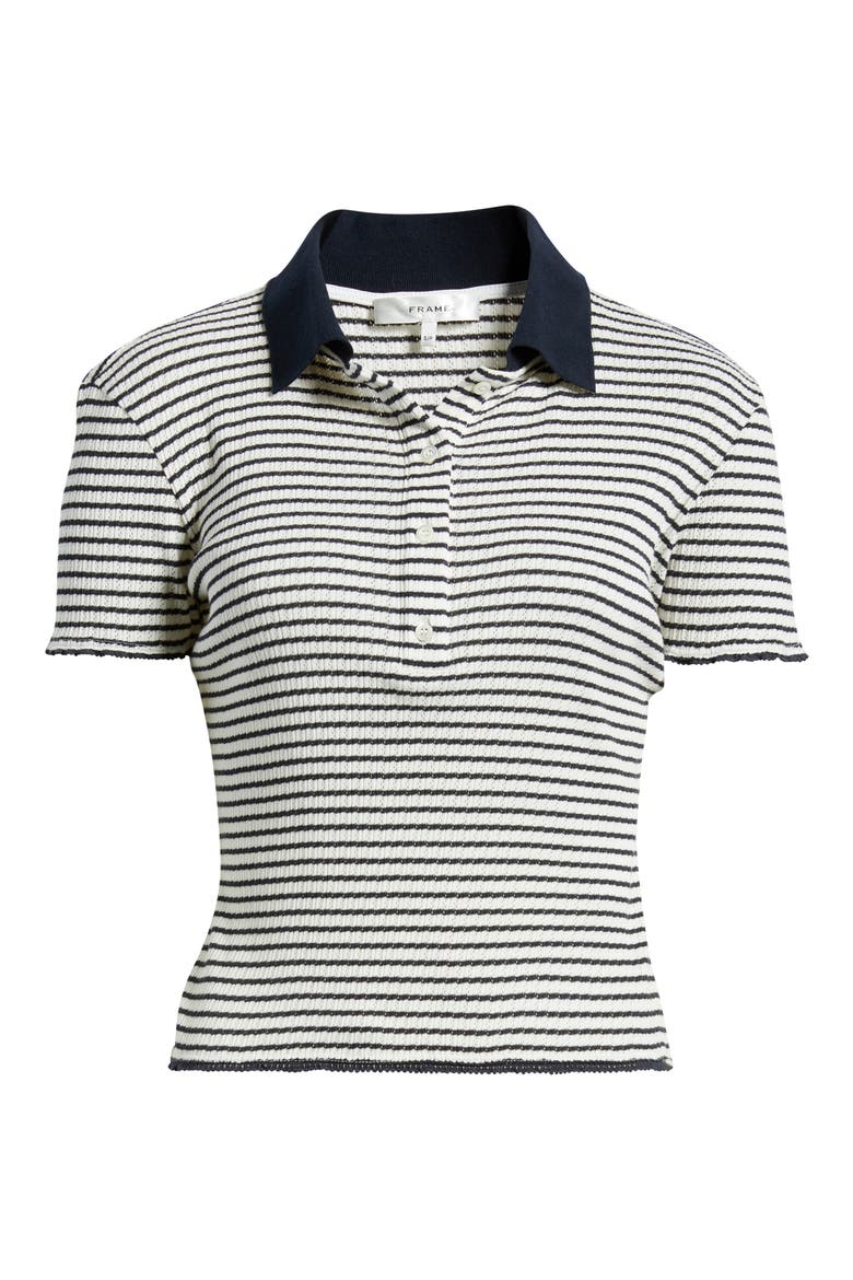 Stripe Crop Pointelle Polo, Alternate, color, NAVY MULTI