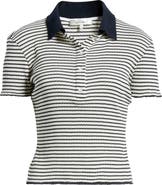 FRAME Stripe Crop Pointelle Polo