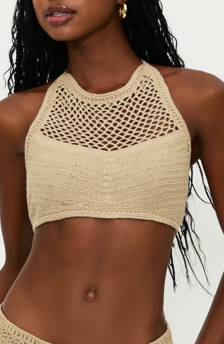Beach Riot Bambi Crocheted Halter Bikini Top, Main, color, 