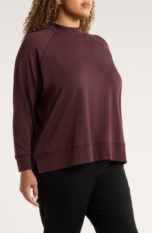 Eileen Fisher Mock Neck Long Sleeve Top In Purple