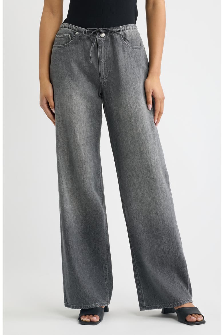 DL Aura Sienna Low Slung Drawstring Wide Leg Jeans, Main, color, ASH GREY AURA