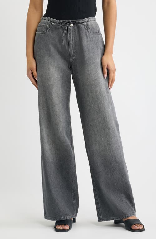 DL1961 DL Aura Sienna Low Slung Drawstring Wide Leg Jeans in Ash Grey Aura at Nordstrom, Size 24