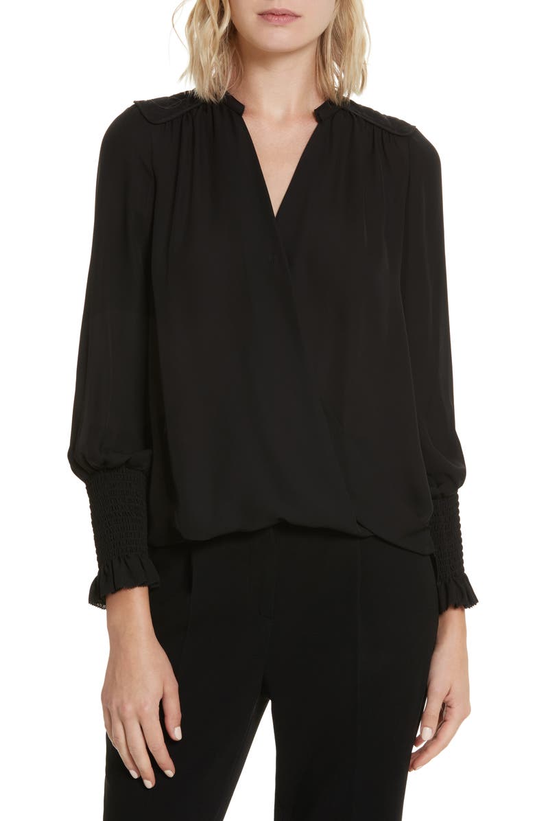 Rebecca Taylor Silk Wrap Top, Main, color, 