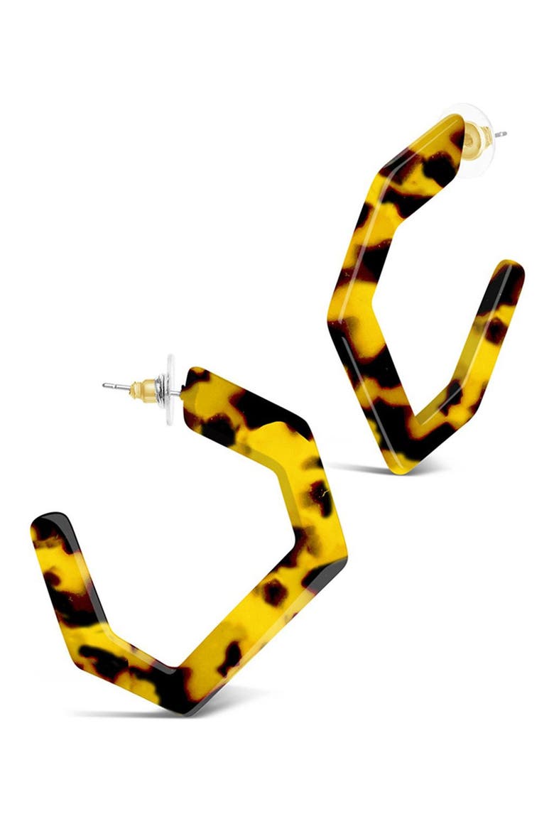 Open Geometric Hoop Earrings, Main, color, TORTOISE