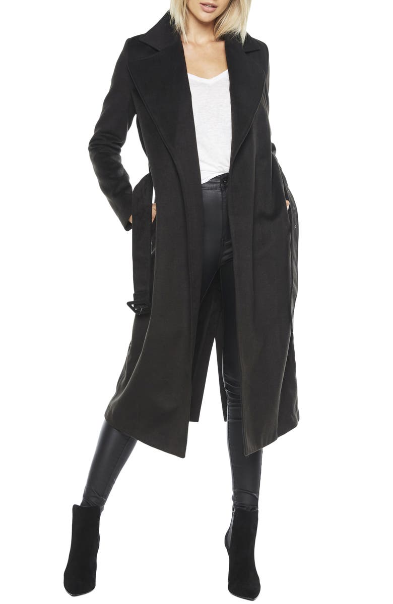 Bardot Belted Faux Suede Long Trench Coat, Main, color,