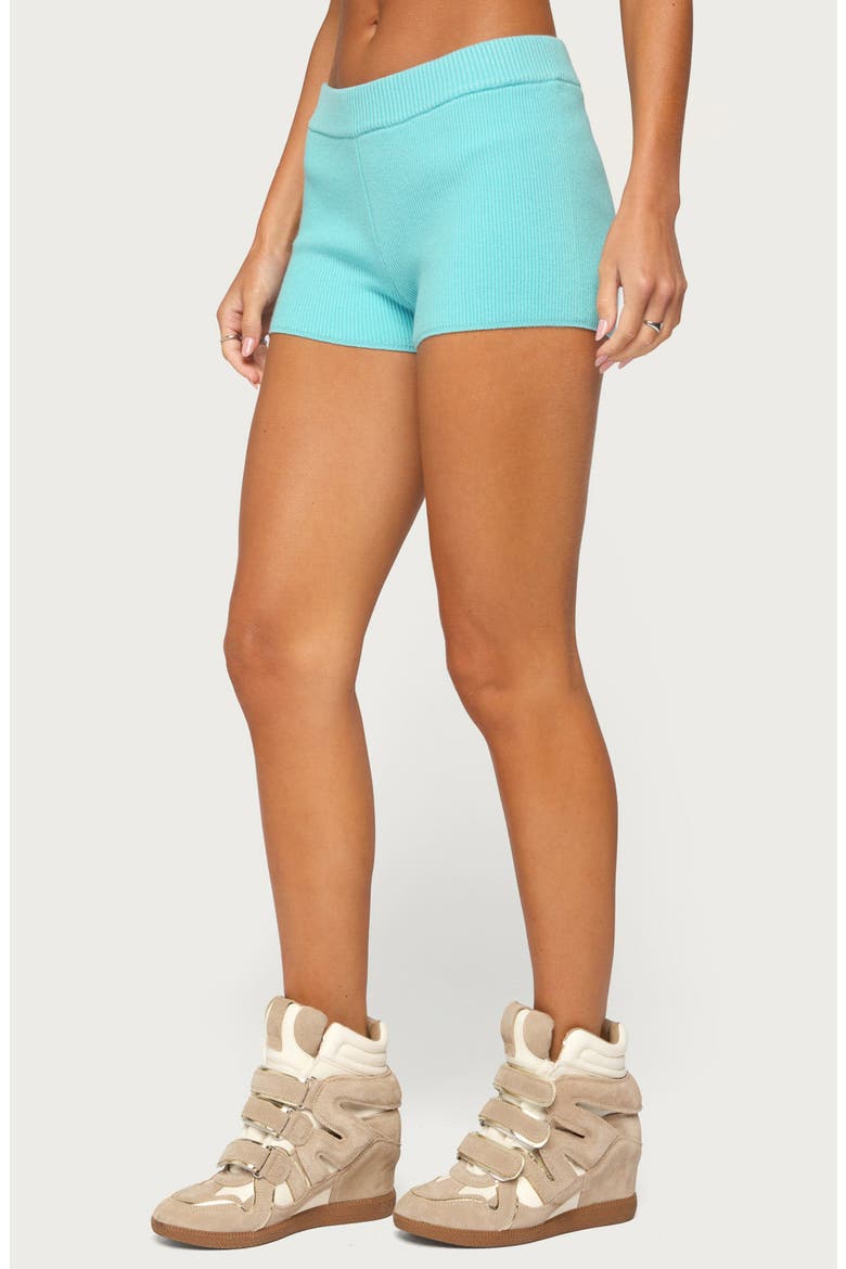 Lorie Rib Shorts, Alternate, color, TURQUOISE