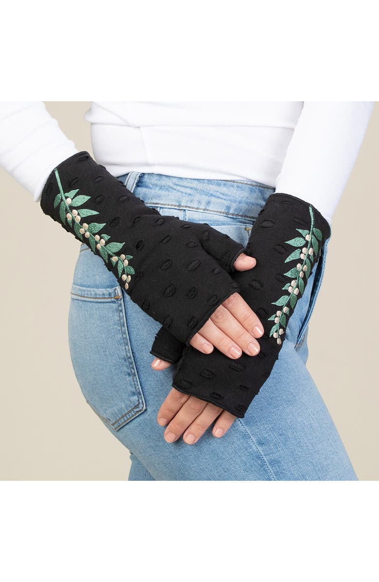 Feelgoodz Women's Artisan Crafted Fleece Lined Hazel Fingerless Jersey Gloves, Alternate, color,