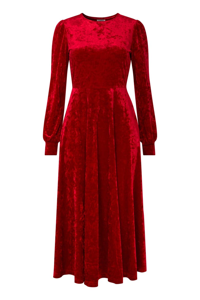 Crushed Velvet Midi Dress, Alternate, color, BRIGHT RUBY