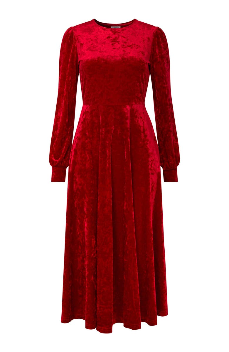 Joe Browns Crushed Velvet Midi Dress, Alternate, color, Bright Ruby