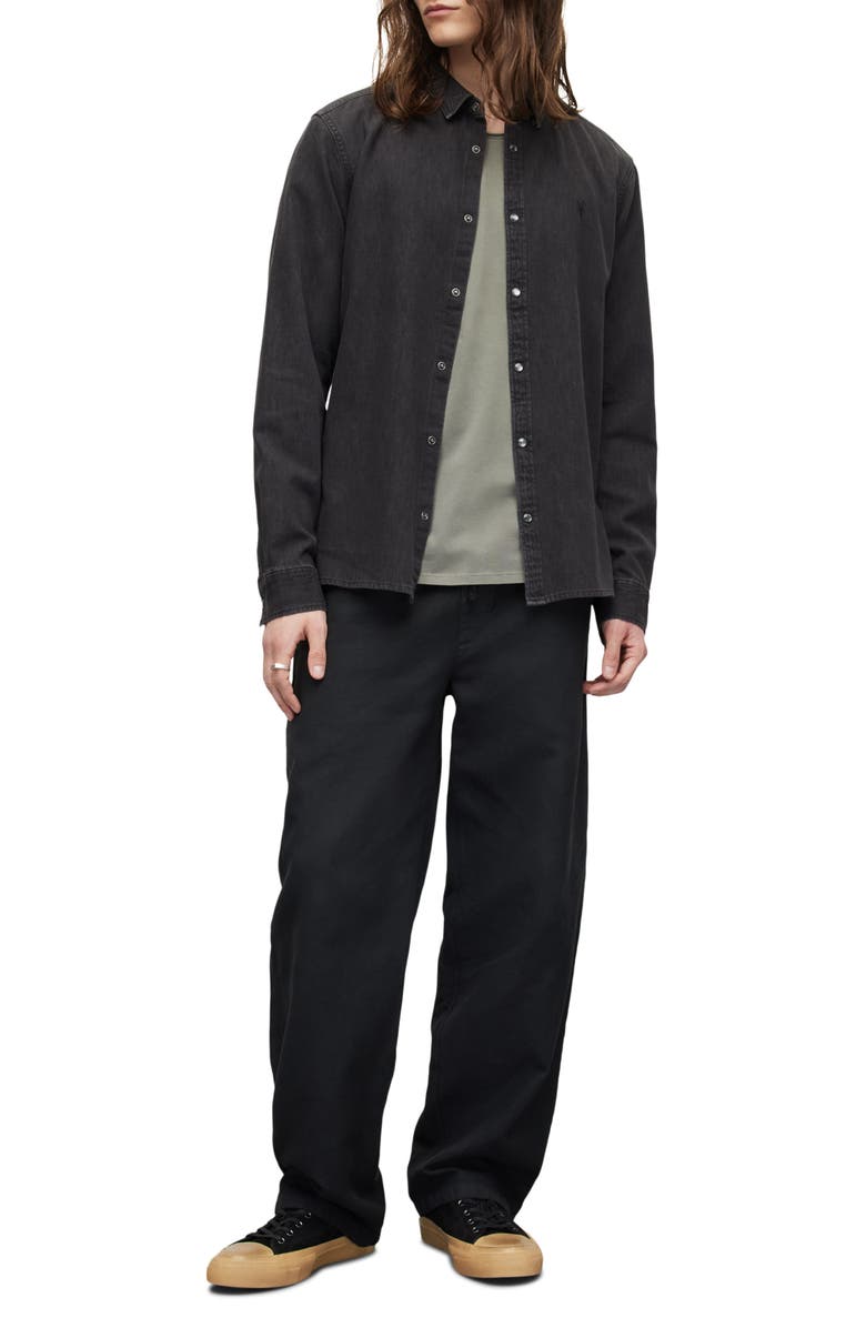AllSaints Gleason Chambray Snap-Up Shirt, Alternate, color,