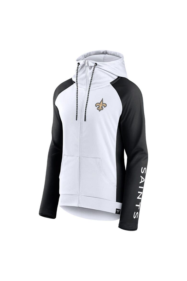 Women's Fanatics Branded White/Black New Orleans Saints End Around Lightweight Raglan Full-Zip Hoodie Jacket, Alternate, color, White