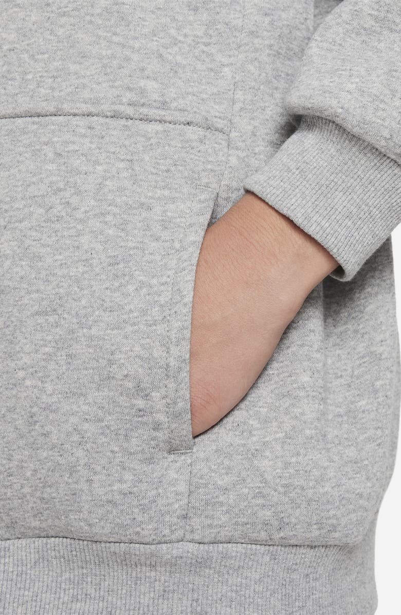 Nike Kids' Sportswear Club Fleece Oversize Full-Zip Hoodie, Alternate, color, Dark Grey Heather/ White