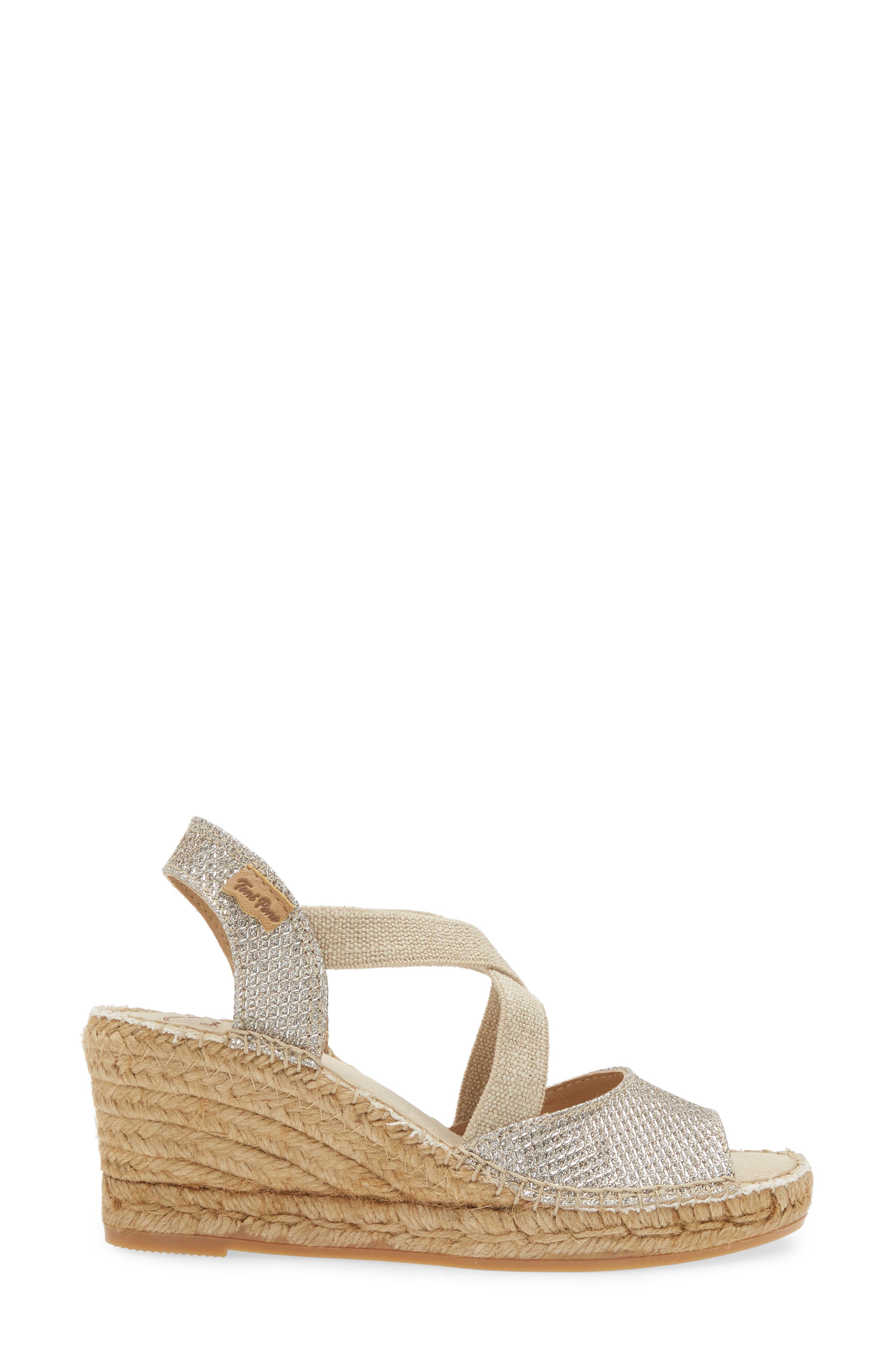 Toni Pons Sol Wedge Espadrille Sandal, Alternate, color, Platinum