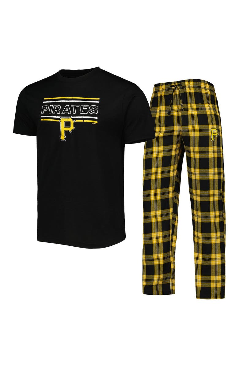 CONCEPTS SPORT Men's Concepts Sport Black/Gold Pittsburgh Pirates Badge T-Shirt & Pants Sleep Set, Main, color,