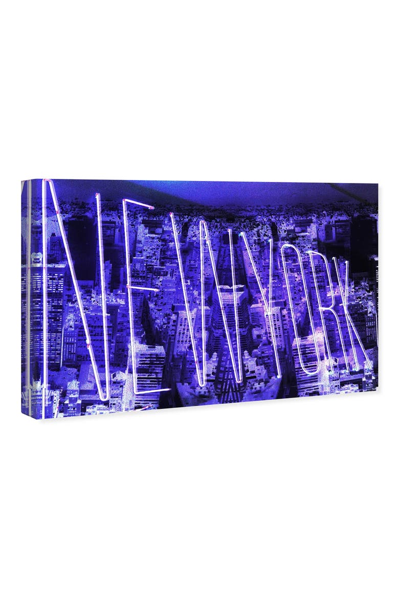 Neon New York City Canvas Wall Art, Alternate, color, PURPLE