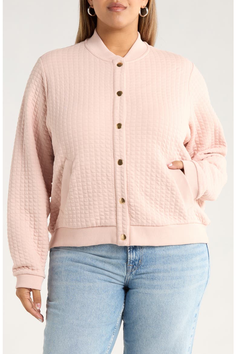 Quilted Cotton Bomber Jacket, Alternate, color, PINK SMOKE