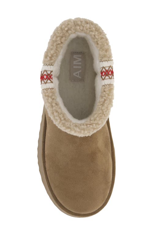 Mia Iceland Faux Shearling Platform Bootie In Brown