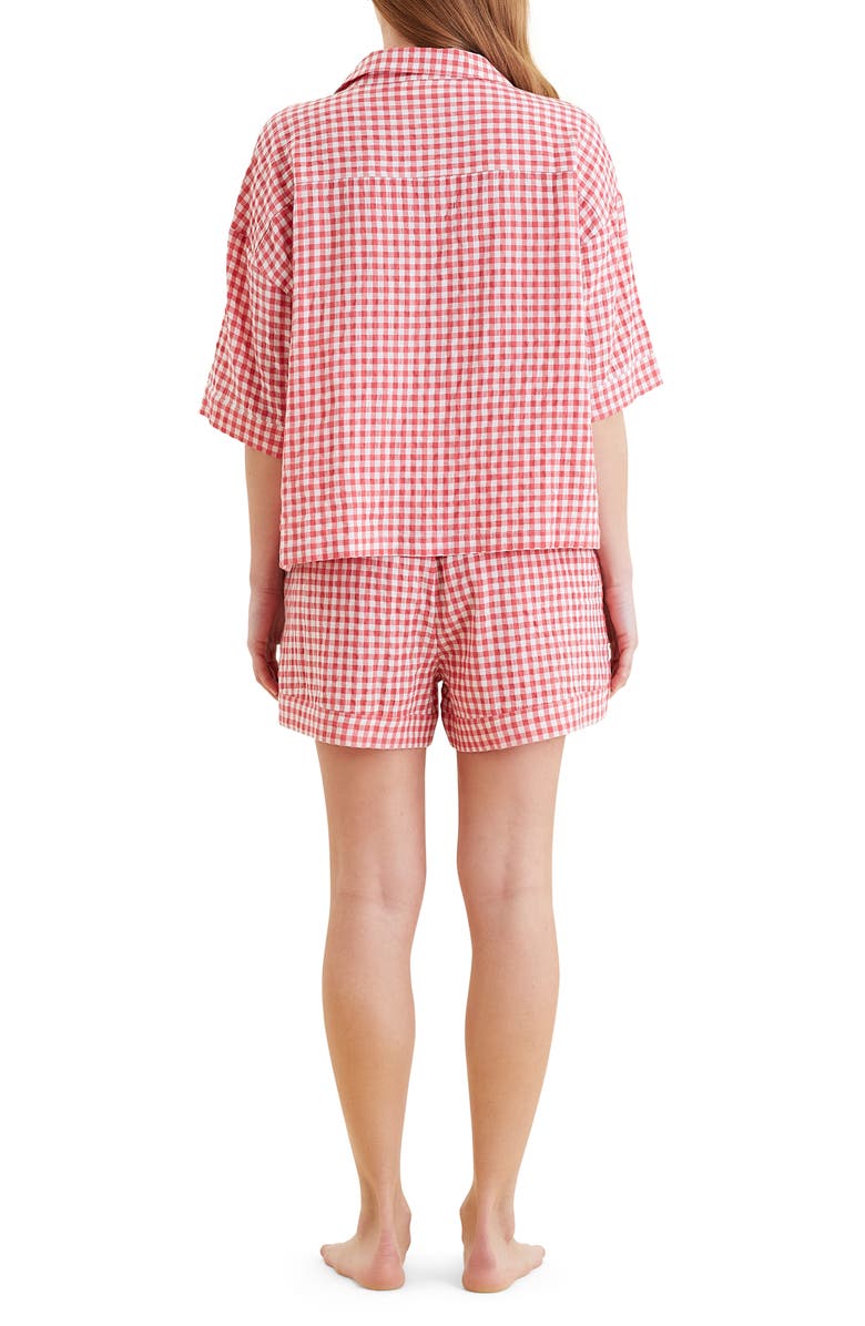 Papinelle Gingham Seersucker Short Pajamas, Alternate, color, Geranium
