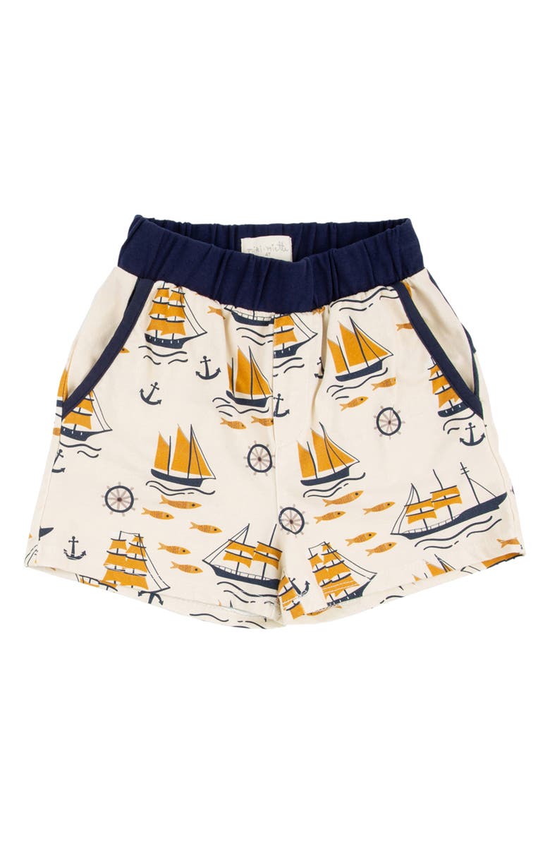 Miki Miette Kids' Wes Sailboat Print Shorts, Main, color, 
