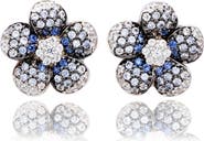 SUZY LEVIAN Sapphire & Diamond Flower Stud Earrings