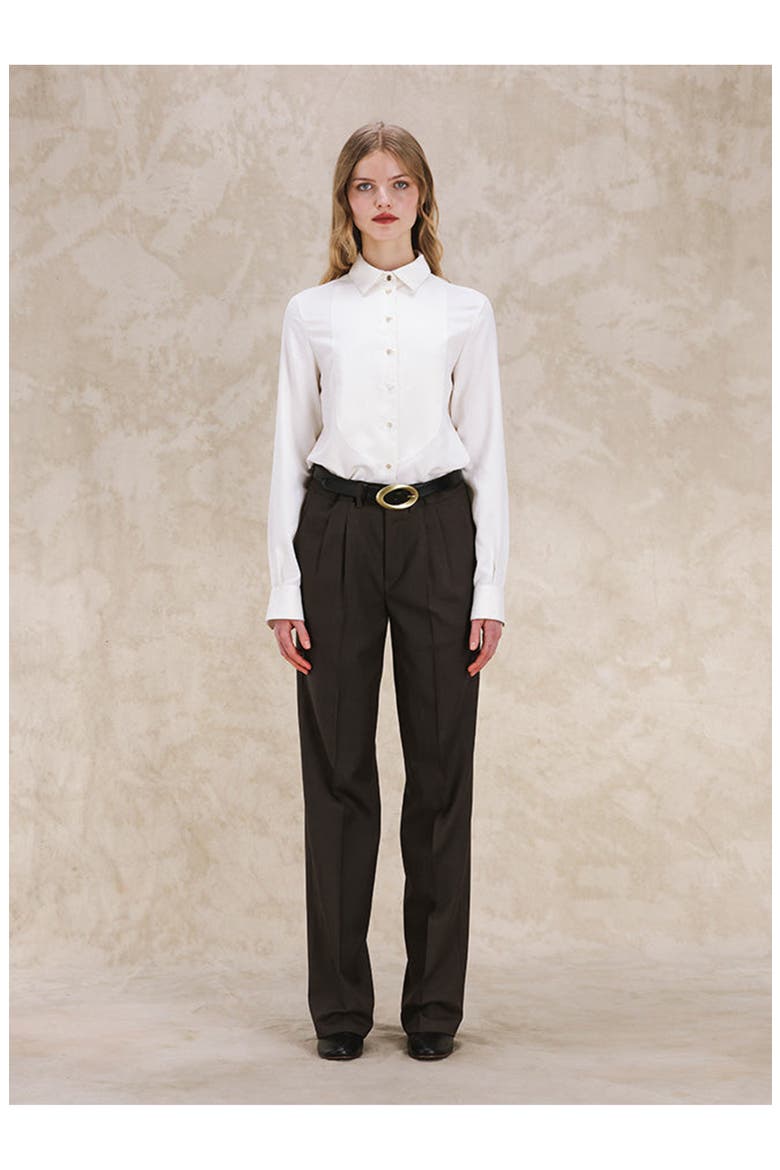 Silk Smoking Shirt, Alternate, color, Cream