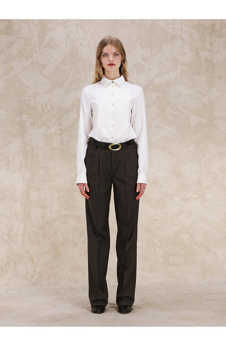 Fortela Silk Smoking Shirt, Alternate, color, Cream