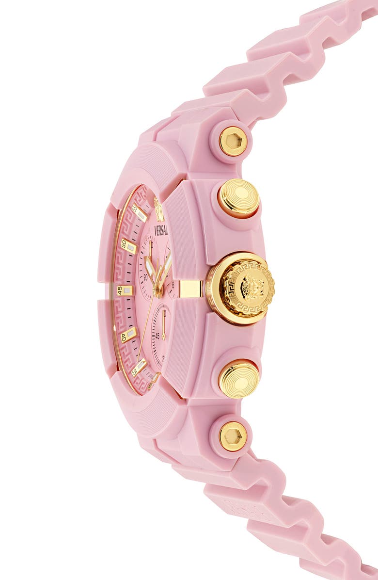 Versace Real Active Chronograph Bracelet Watch, 45mm, Alternate, color, Pink Ecoceramic