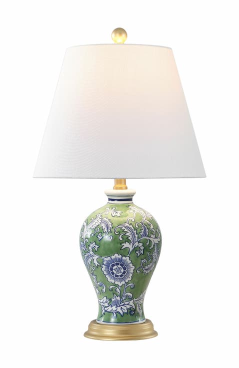 Grace French Country Cottage Ceramic/Iron Floral Urn LED Table Lamp
