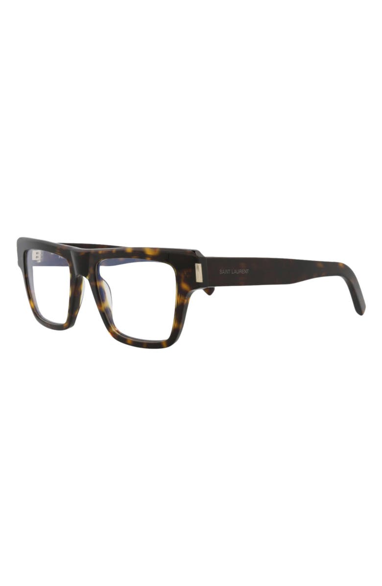 Saint Laurent 51mm Square Optical Frames, Alternate, color, Havana Havana Transparent